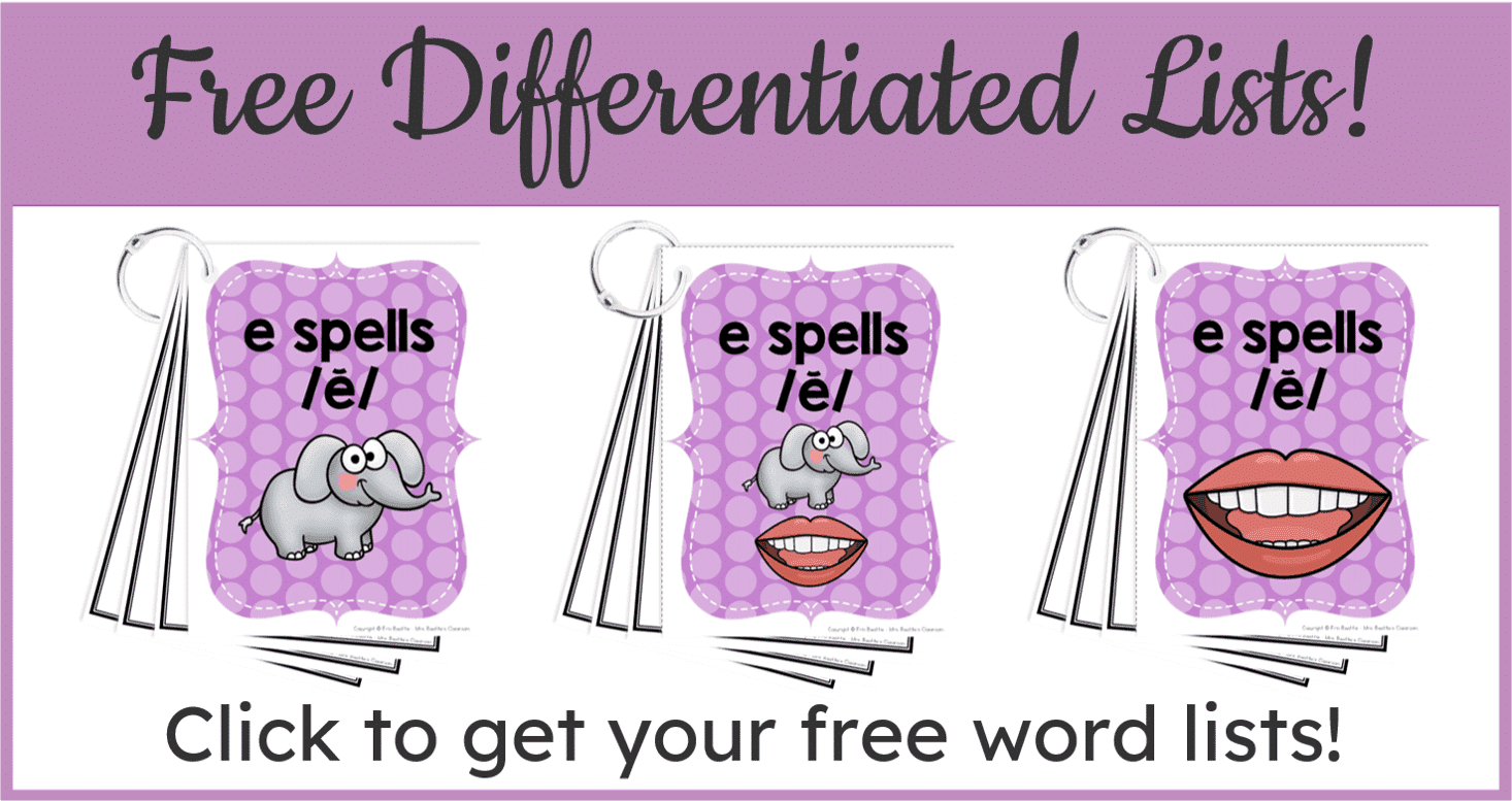Free Differentiated Phonics Word Lists Sample