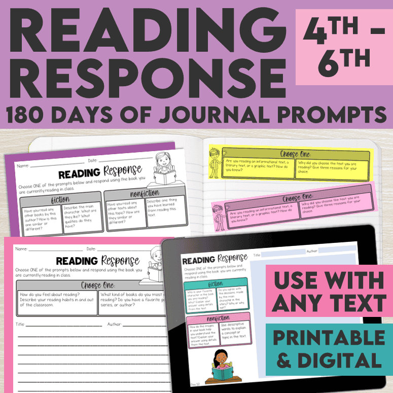 How to Use the RACES Strategy to Teach Responding to Reading Reading Response Journal Prompts for 4th - 6th Grades