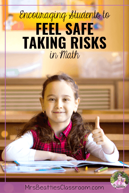 Photo of girl in classroom with text, "Encouraging Students to Feel Safe Taking Risks in Math: How to Help."