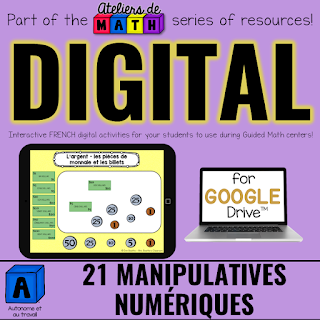 French Digital Math Manipulatives for Google
