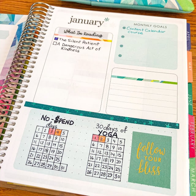 Close-up photo of Erin Condren Life Planner month overview