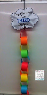 Rainbow paper loops to tear away as you count down to summer with a cloud at the top.