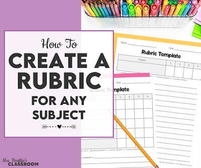 Photo of blank rubric templates with text, "How to Create a Rubric For Any Subject"