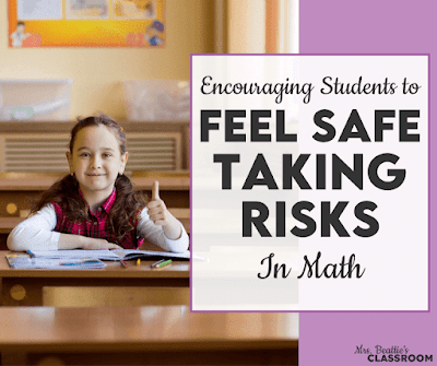 Photo of girl in classroom with text, "Encouraging Students to Feel Safe Taking Risks in Math: How to Help."