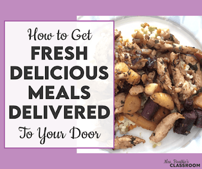 Photo of meal with text, "How to Get Fresh Delicious Meals Delivered to Your Door."