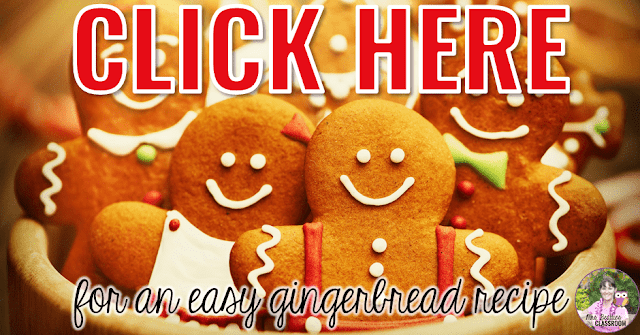 Photo of gingerbread cookies with text, "Click here for an easy gingerbread recipe."