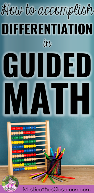 Image of math tools with text, "How to Accomplish Differentiation in Guided Math."