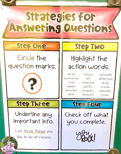 Photo of Strategies for Answering Questions poster.