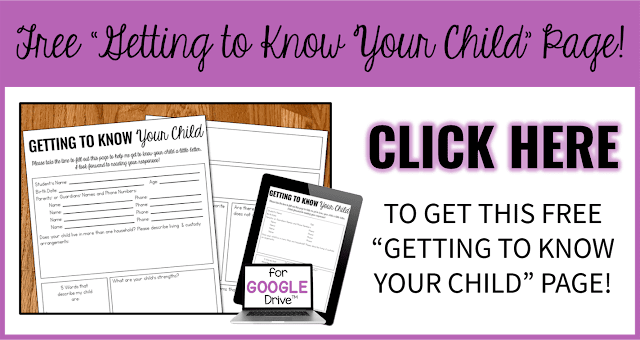 Free "Getting to Know Your Child" Parent Form