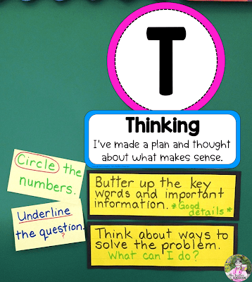 Photo of the Thinking section of a TACK Board with examples of skills and strategies.