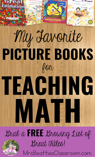 picture books with text that says, "My Favorite Picture Books for Teaching Math"