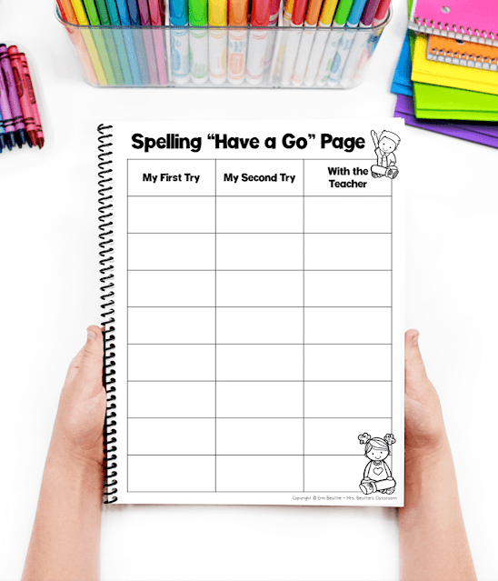 Photo of free Spelling "Have a Go" Page
