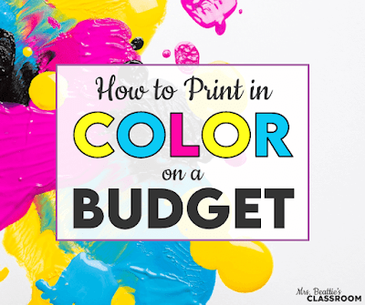 Photo of colorful paint splotches with text, "How To Print In Color On A Budget"