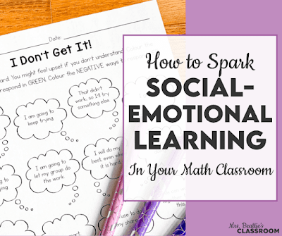 Photo of SEL in Math activity with text, "How to Spark Social-Emotional Learning in Your Math Classroom."