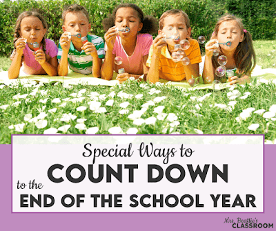 Photo of kids blowing bubbles with text, "Special Ways to Count Down to the End of the School Year."