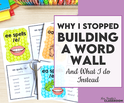 Photo of differentiated word lists with text, "Why I Stopped Building a Word Wall And What I Actually Do Instead"
