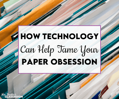 Close-up photo of papers in file folders with text, "How Technology Can Help Tame Your Paper Obsession"