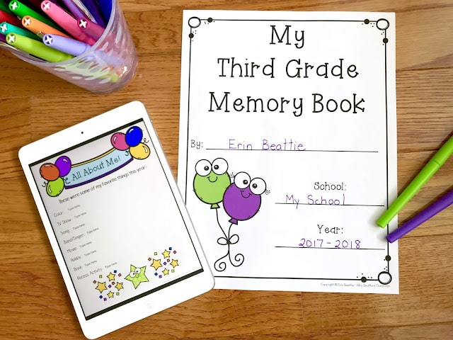 Image of pages from the print and digital school year memory book.