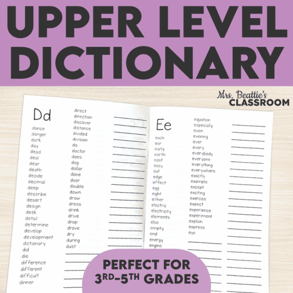 Personal Dictionary for 3rd - 5th Grades