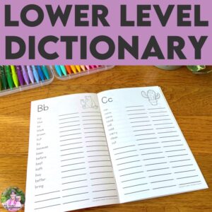 Personal Dictionary - Lower Level printable word book for early elementary students