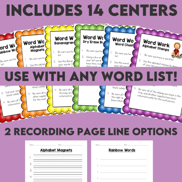 Word Work Activities - 14 Word Work Centers