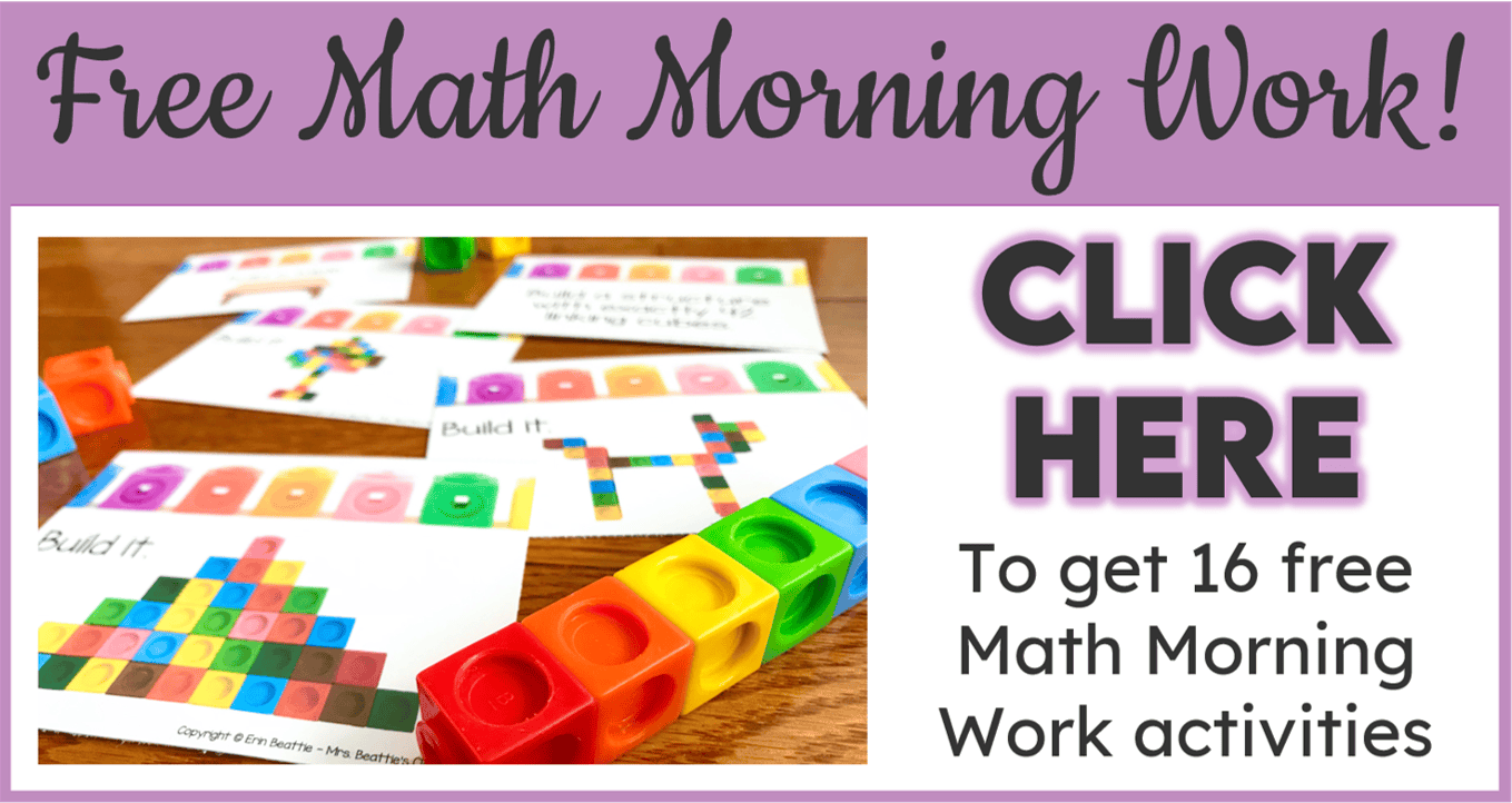 Free Math Morning Work Activities