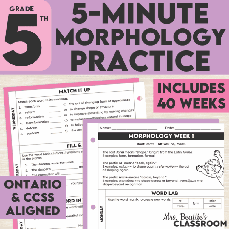 Greek & Latin Roots Grade 5 Morphology Activities
