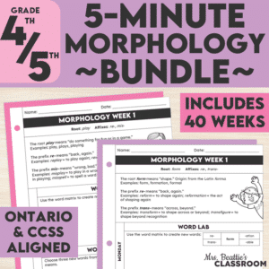 Morphology Worksheets Bundle for Grades 4 and 5