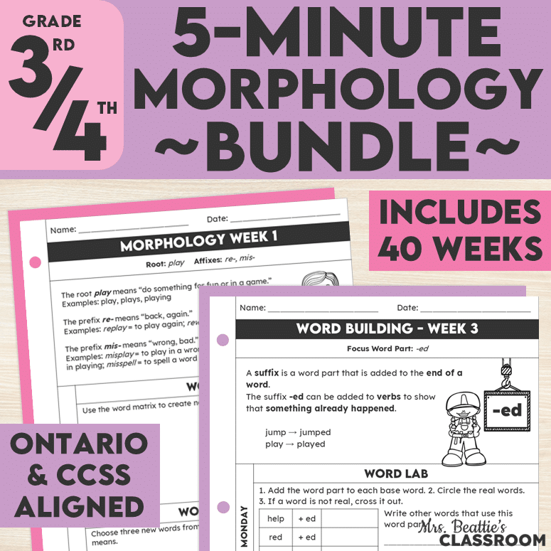 Morphology Worksheets for Grades 3/4 Bundle
