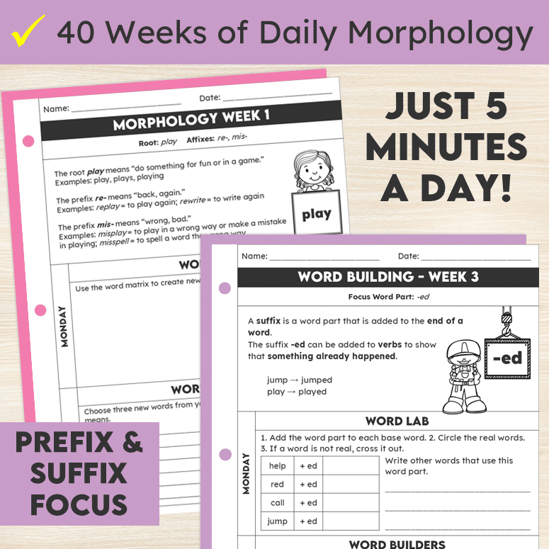 Morphology Worksheets for Grades 3/4 Bundle