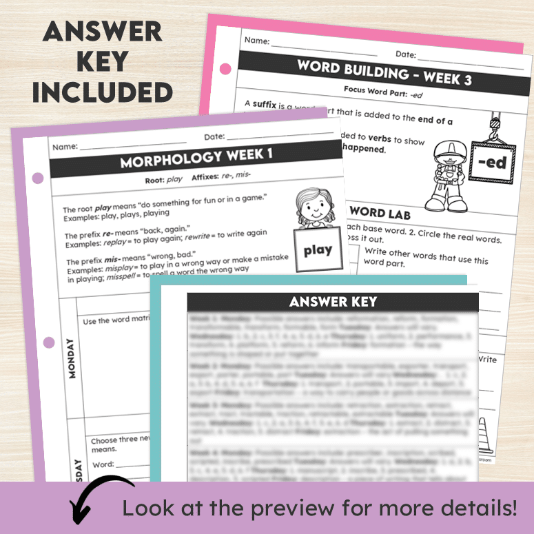 Morphology Worksheets for Grades 3/4 Bundle