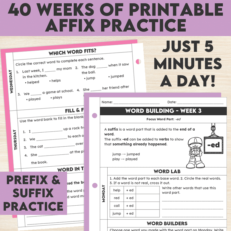 Gr 3 Prefix and Suffix Worksheets + Slides