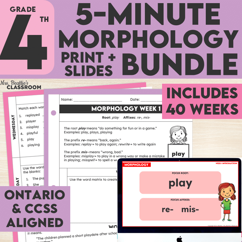 Grade 4 Prefix and Suffix Worksheets + Slides